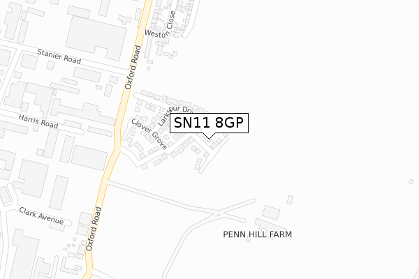 SN11 8GP map - large scale - OS Open Zoomstack (Ordnance Survey)