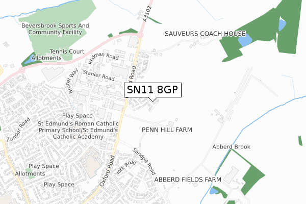 SN11 8GP map - small scale - OS Open Zoomstack (Ordnance Survey)