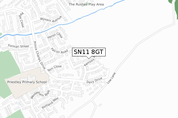 SN11 8GT map - large scale - OS Open Zoomstack (Ordnance Survey)