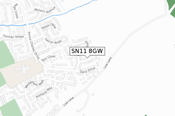 SN11 8GW map - large scale - OS Open Zoomstack (Ordnance Survey)