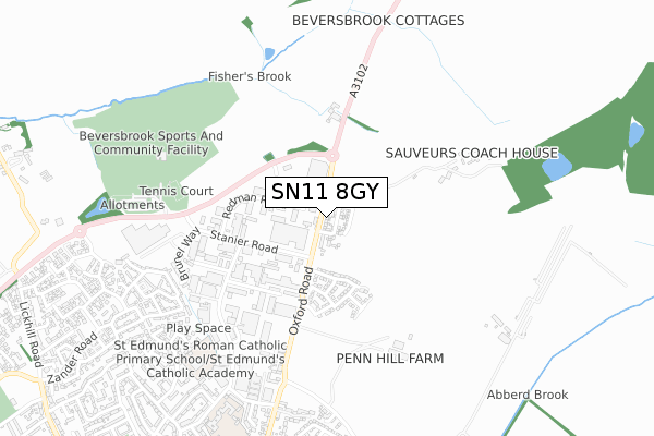 SN11 8GY map - small scale - OS Open Zoomstack (Ordnance Survey)