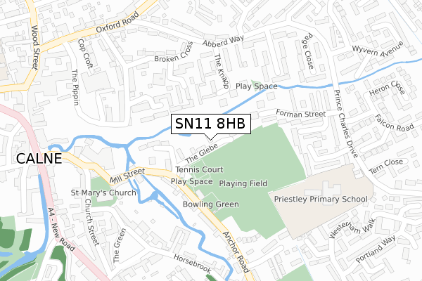 SN11 8HB map - large scale - OS Open Zoomstack (Ordnance Survey)