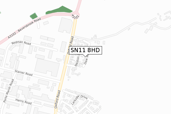 SN11 8HD map - large scale - OS Open Zoomstack (Ordnance Survey)