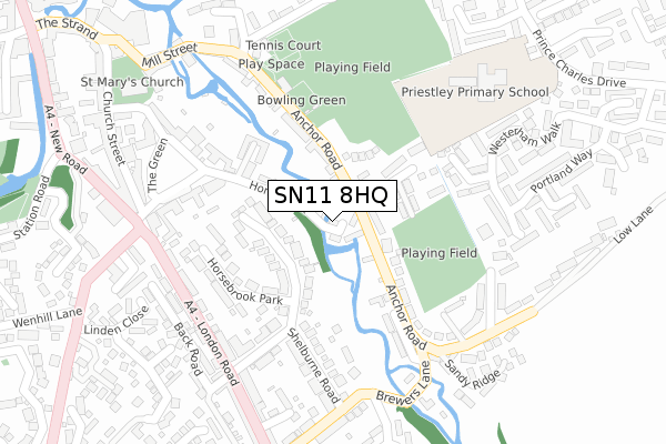 SN11 8HQ map - large scale - OS Open Zoomstack (Ordnance Survey)