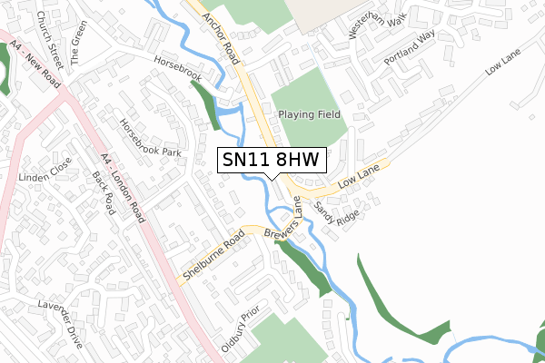 SN11 8HW map - large scale - OS Open Zoomstack (Ordnance Survey)