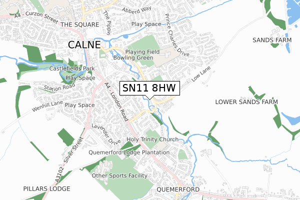 SN11 8HW map - small scale - OS Open Zoomstack (Ordnance Survey)