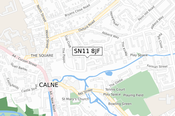 SN11 8JF map - large scale - OS Open Zoomstack (Ordnance Survey)