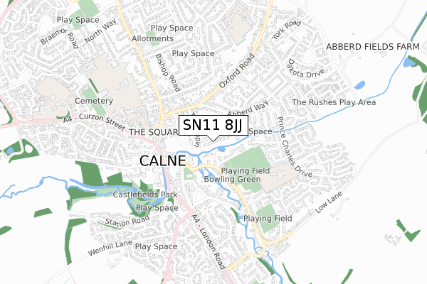 SN11 8JJ map - small scale - OS Open Zoomstack (Ordnance Survey)