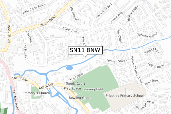 SN11 8NW map - large scale - OS Open Zoomstack (Ordnance Survey)