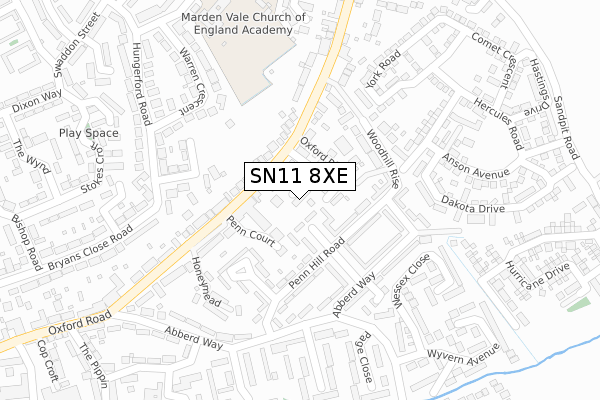 SN11 8XE map - large scale - OS Open Zoomstack (Ordnance Survey)