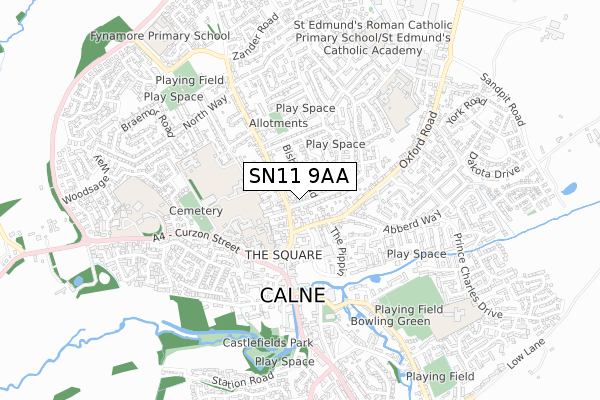 SN11 9AA map - small scale - OS Open Zoomstack (Ordnance Survey)