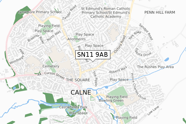 SN11 9AB map - small scale - OS Open Zoomstack (Ordnance Survey)