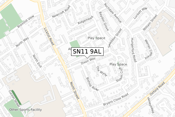 SN11 9AL map - large scale - OS Open Zoomstack (Ordnance Survey)