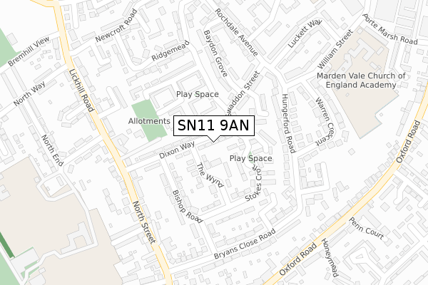 SN11 9AN map - large scale - OS Open Zoomstack (Ordnance Survey) SN11 9AN map - large scale - OS Open Zoomstack (Ordnance Survey)