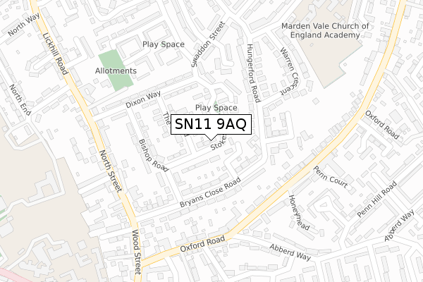 SN11 9AQ map - large scale - OS Open Zoomstack (Ordnance Survey)