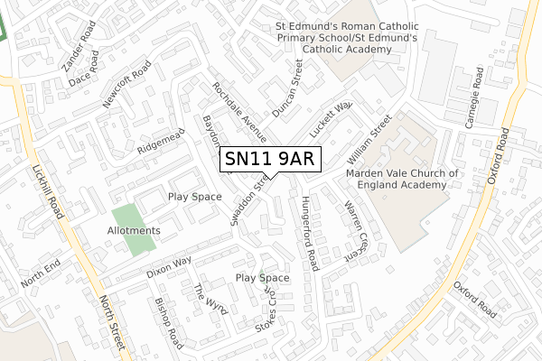 SN11 9AR map - large scale - OS Open Zoomstack (Ordnance Survey)