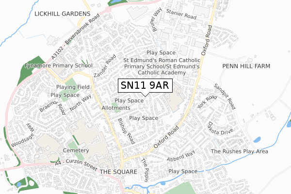 SN11 9AR map - small scale - OS Open Zoomstack (Ordnance Survey)