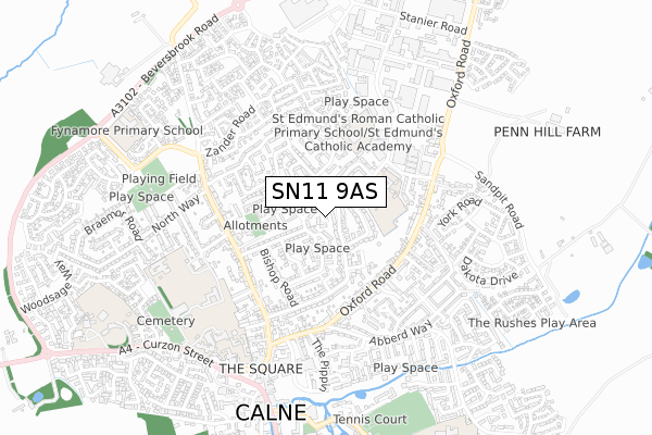 SN11 9AS map - small scale - OS Open Zoomstack (Ordnance Survey)