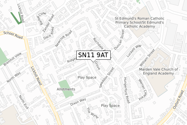 SN11 9AT map - large scale - OS Open Zoomstack (Ordnance Survey)
