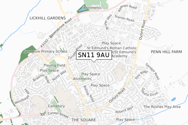 SN11 9AU map - small scale - OS Open Zoomstack (Ordnance Survey)