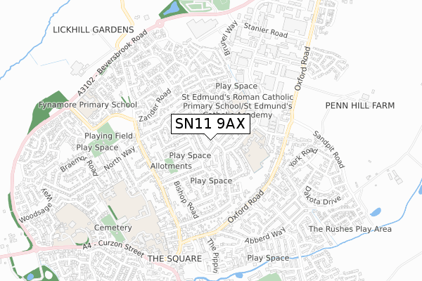 SN11 9AX map - small scale - OS Open Zoomstack (Ordnance Survey)