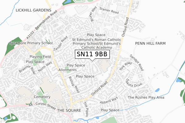 SN11 9BB map - small scale - OS Open Zoomstack (Ordnance Survey)