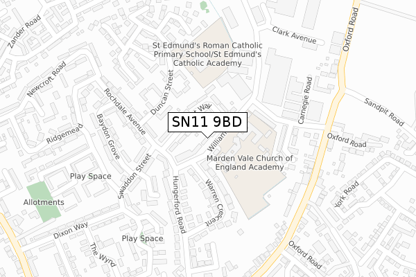 SN11 9BD map - large scale - OS Open Zoomstack (Ordnance Survey)