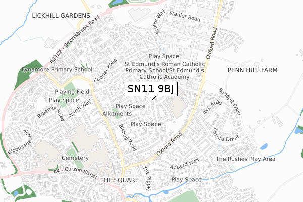 SN11 9BJ map - small scale - OS Open Zoomstack (Ordnance Survey)