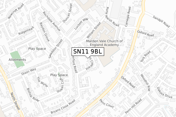 SN11 9BL map - large scale - OS Open Zoomstack (Ordnance Survey)