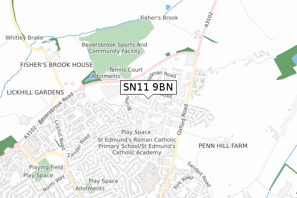 SN11 9BN map - small scale - OS Open Zoomstack (Ordnance Survey)