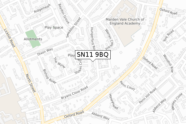 SN11 9BQ map - large scale - OS Open Zoomstack (Ordnance Survey)