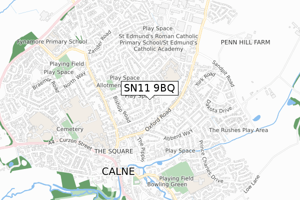 SN11 9BQ map - small scale - OS Open Zoomstack (Ordnance Survey)