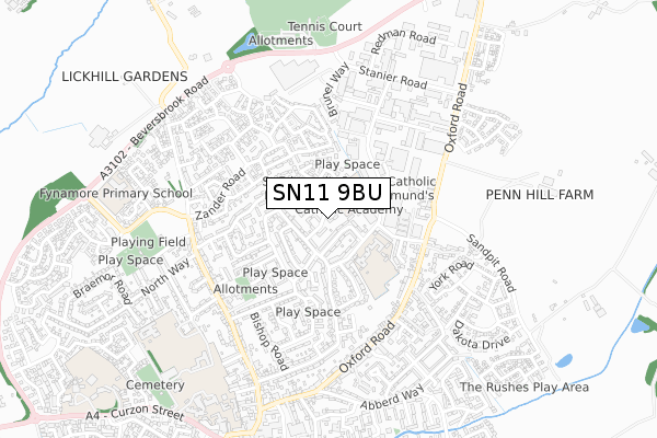 SN11 9BU map - small scale - OS Open Zoomstack (Ordnance Survey)