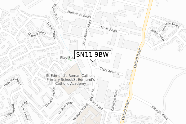 SN11 9BW map - large scale - OS Open Zoomstack (Ordnance Survey)