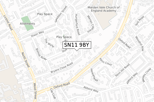 SN11 9BY map - large scale - OS Open Zoomstack (Ordnance Survey)