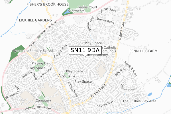 SN11 9DA map - small scale - OS Open Zoomstack (Ordnance Survey)
