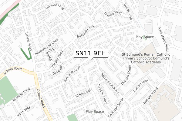 SN11 9EH map - large scale - OS Open Zoomstack (Ordnance Survey)