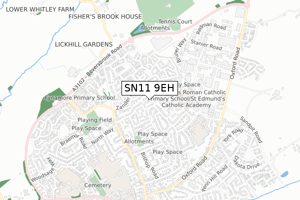 SN11 9EH map - small scale - OS Open Zoomstack (Ordnance Survey)