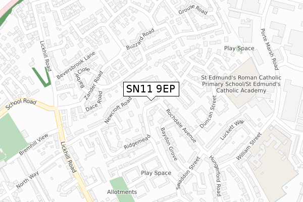 SN11 9EP map - large scale - OS Open Zoomstack (Ordnance Survey)