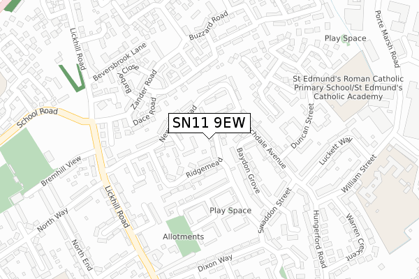 SN11 9EW map - large scale - OS Open Zoomstack (Ordnance Survey)