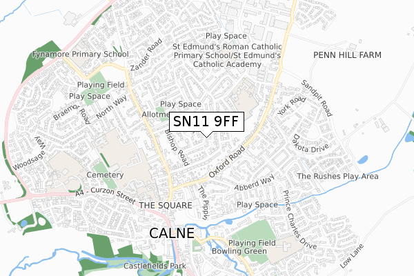 SN11 9FF map - small scale - OS Open Zoomstack (Ordnance Survey)
