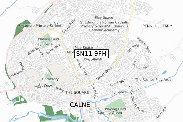 SN11 9FH map - small scale - OS Open Zoomstack (Ordnance Survey)