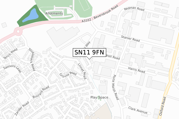 SN11 9FN map - large scale - OS Open Zoomstack (Ordnance Survey)