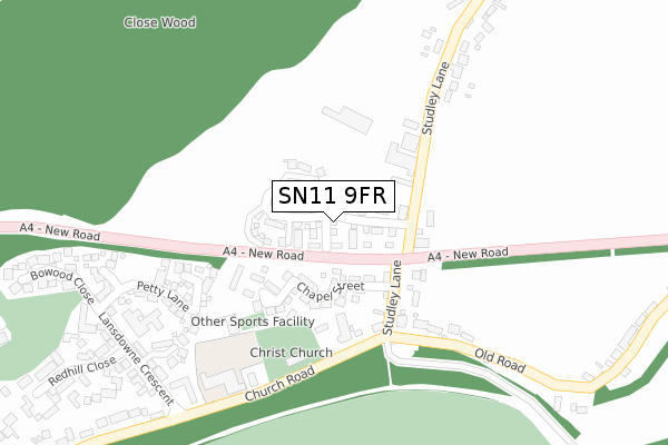 SN11 9FR map - large scale - OS Open Zoomstack (Ordnance Survey)