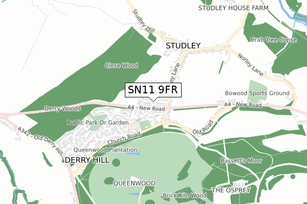 SN11 9FR map - small scale - OS Open Zoomstack (Ordnance Survey)