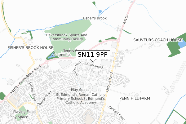 SN11 9PP map - small scale - OS Open Zoomstack (Ordnance Survey)