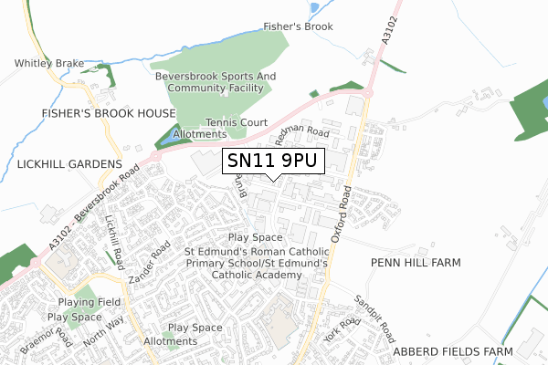 SN11 9PU map - small scale - OS Open Zoomstack (Ordnance Survey)