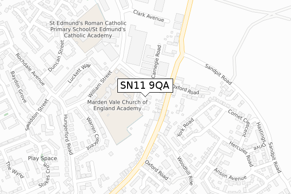 SN11 9QA map - large scale - OS Open Zoomstack (Ordnance Survey)