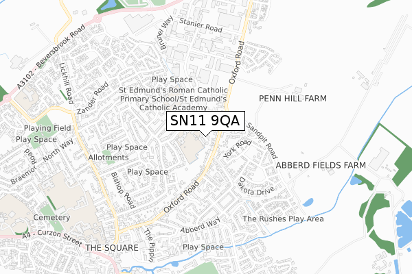 SN11 9QA map - small scale - OS Open Zoomstack (Ordnance Survey)