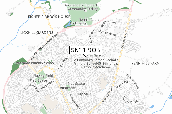 SN11 9QB map - small scale - OS Open Zoomstack (Ordnance Survey)